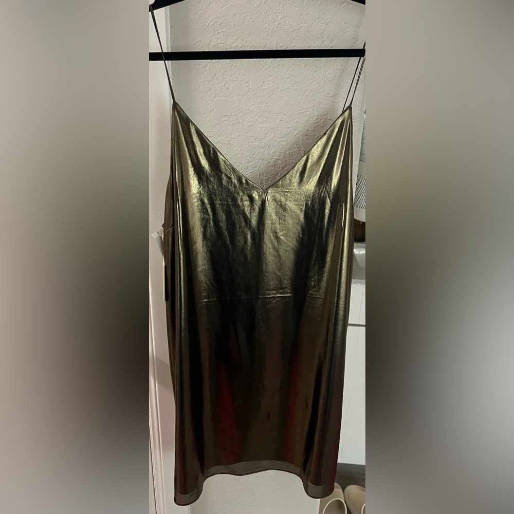 Wilfred Metallic Gold Mini Dress